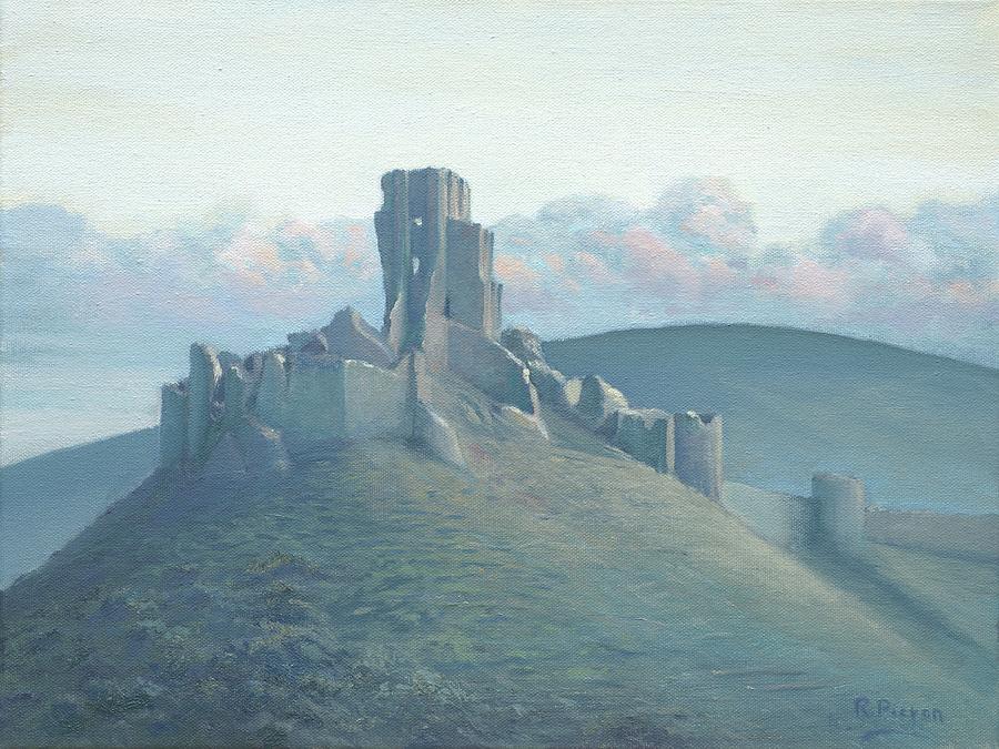 Castle Painting - Corfe Castle Ruins by Richard Picton