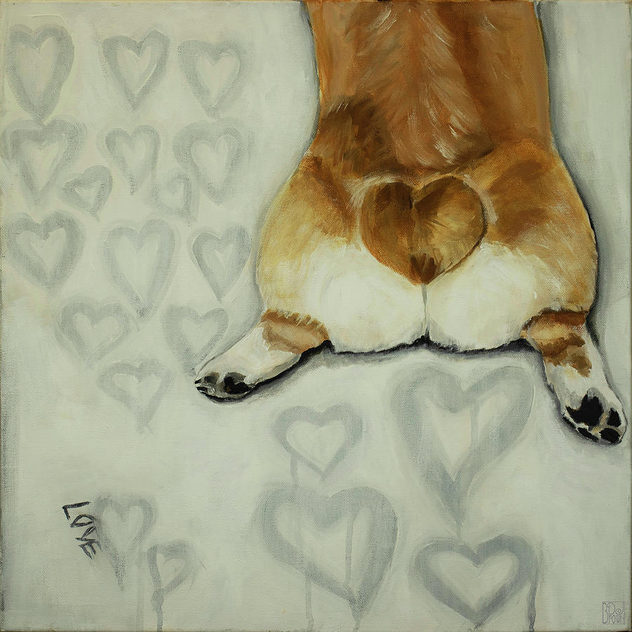 Corgi Love Painting by Debbie Brown