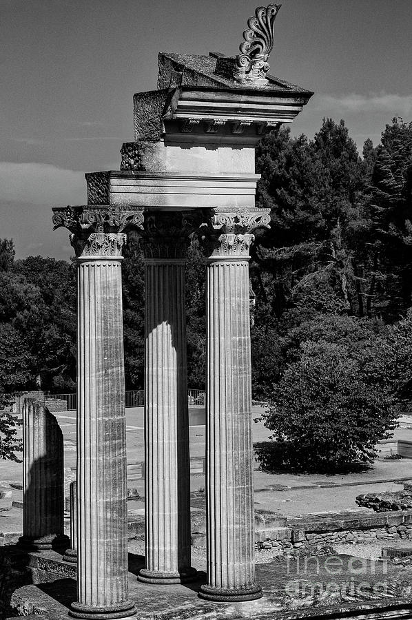 Corinthian Temple Columns at Glanum Roman Ruins Two 2 Photograph by Bob Phillips