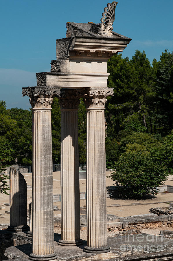 Corinthian Temple Columns at Glanum Roman Ruins Two  Photograph by Bob Phillips
