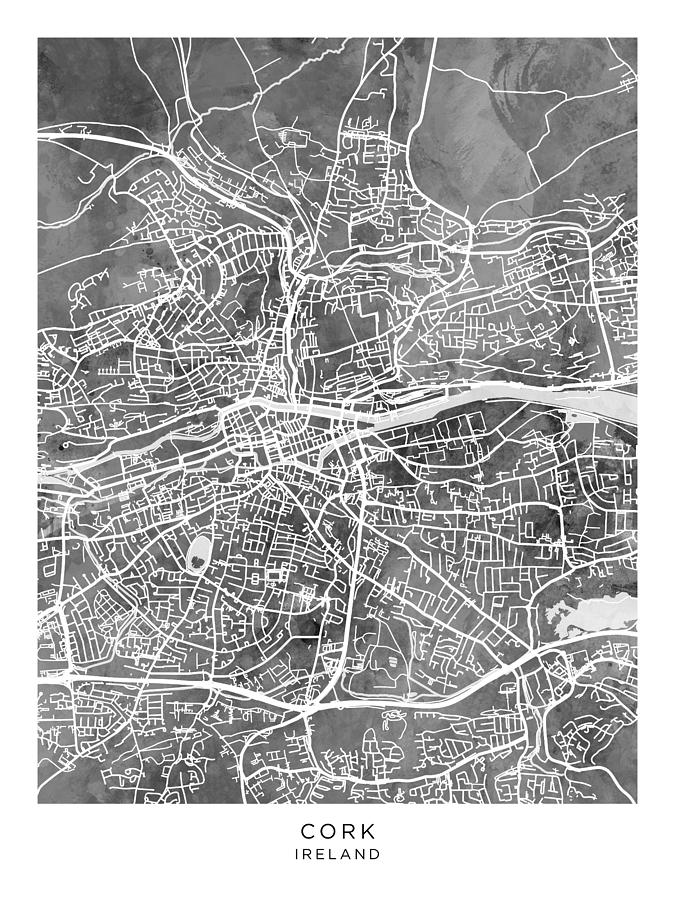 Cork Ireland City Map #06 Digital Art by Michael Tompsett