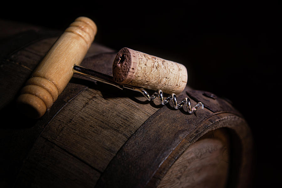 Corkscrew on Wine Barrel Photograph by Tom Mc Nemar