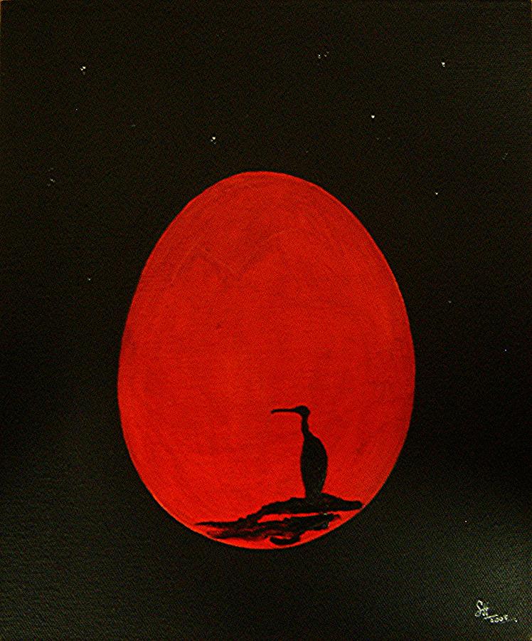 Cormorants Egg Painting by Sam Hall