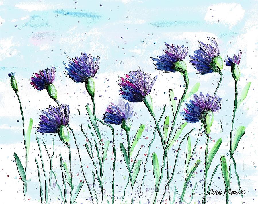 Corn Flowers in the Breeze Art Painting by Diane Palmer - Fine Art America