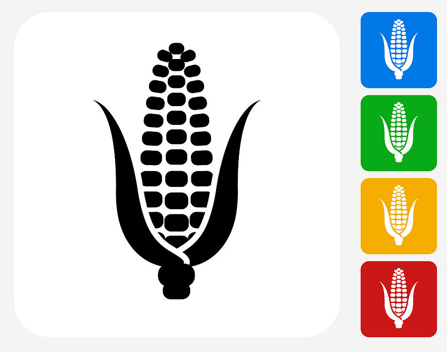 Corn Icon Flat Graphic Design Drawing by Bubaone