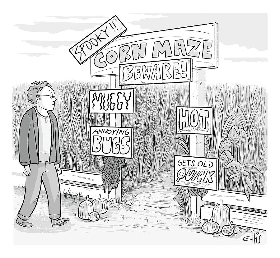 Corn Maze Beware Drawing by Ellis Rosen