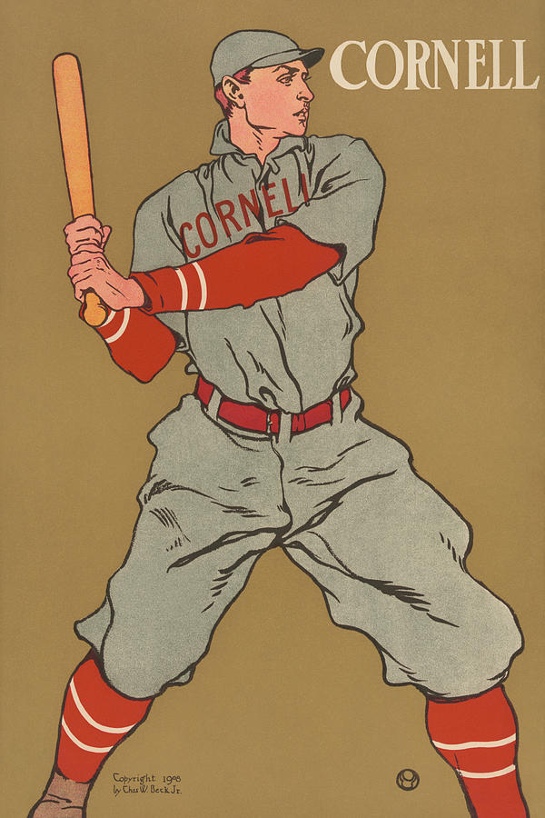 Vintage Drawing - Cornell Baseball by Vintage Sports
