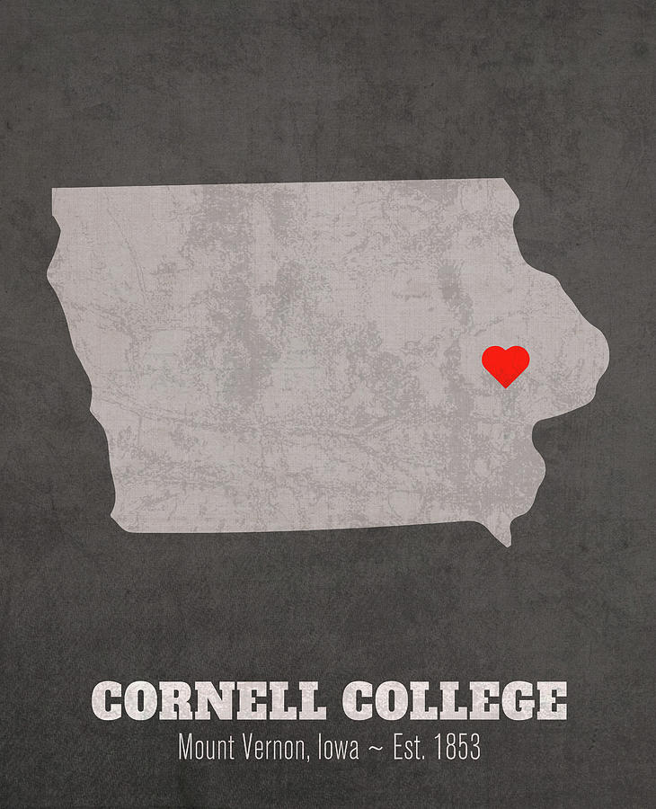 Cornell College Mount Vernon Iowa Founded Date Heart Map Mixed Media by