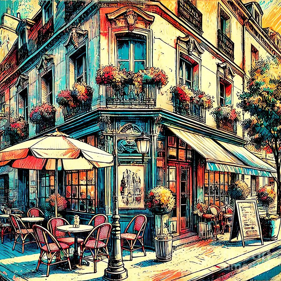 Flower Digital Art - Corner Cafe by Retro Movie Posters Flower Digital Art - Corner Cafe by Retro Movie Posters