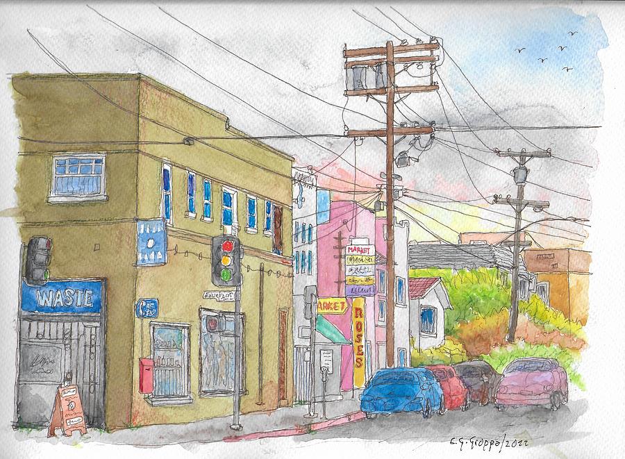 Corner Edgemont and Fountain, Hollywood, California Painting by Carlos G Groppa