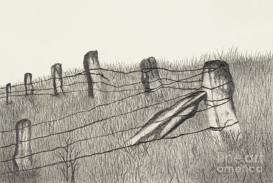 Cornerstone, Kansas rock posts Drawing by Garry McMichael