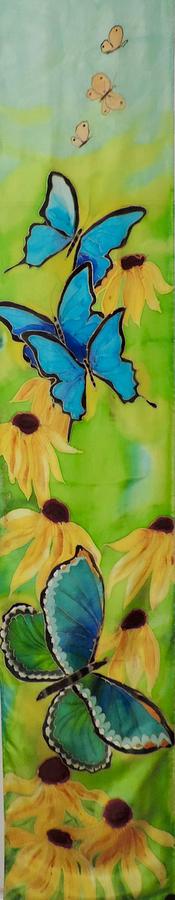 Cornflowers Butterflies Painting by Mary Gorman