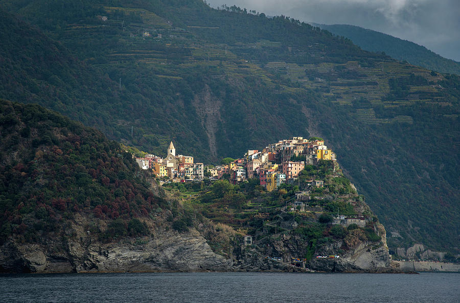 Corniglia  italian village of at the edge of a rocky cliff, Cinque Terre Liguria, Italy Photograph by Michalakis Ppalis