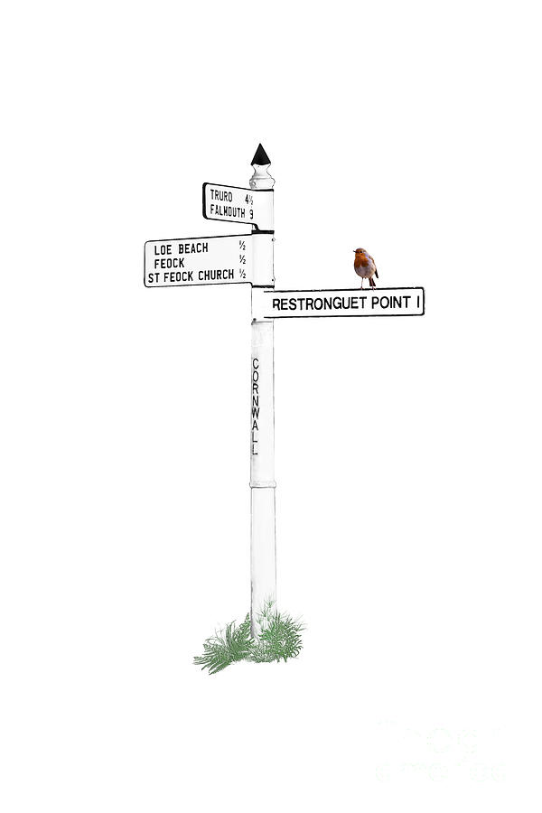 Cornish Signpost Feock - Restronguet Point Photograph