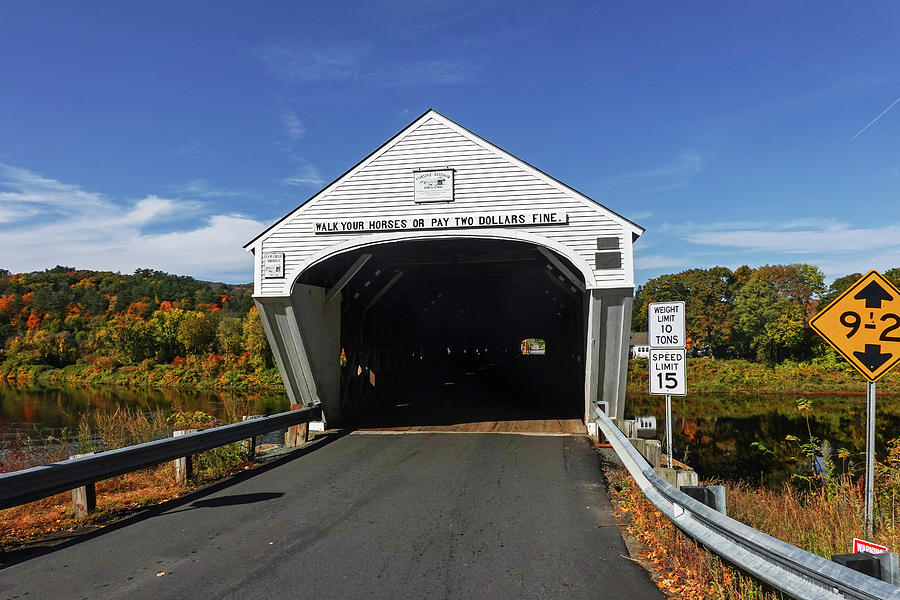 Cornish-Windsor Covered Bridge Windsor Vermont Cornish New Hampshire Connecticut River Fall Foliage Photograph by Toby McGuire