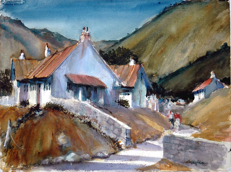 Cornwall Village Painting by Charles Rowland