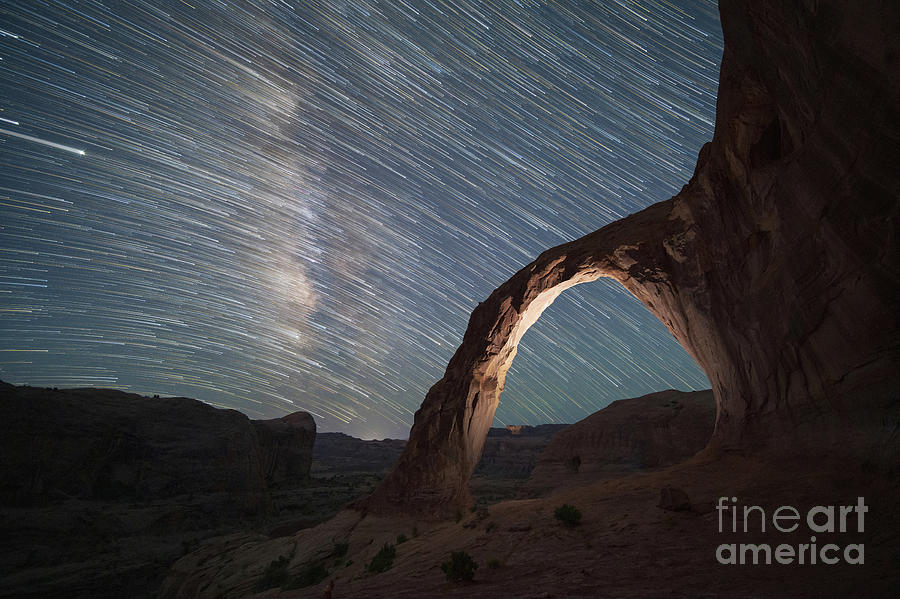 Desert Photograph - Corona Arch Star Trails  by Michael Ver Sprill