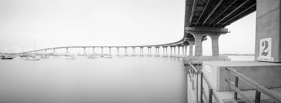 San Diego Photograph - Coronado Bridge BW Panorama by William Dunigan