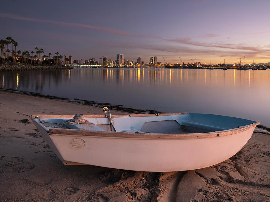 San Diego Photograph - Coronado Dinghy and Downtown Lights by William Dunigan