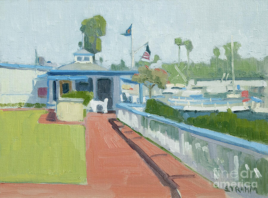 Coronado Yacht Club - Coronado, San Diego, California Painting by Paul Strahm