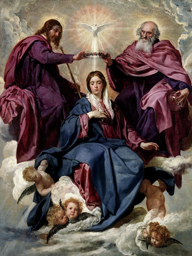 Madonna Painting - Coronation of the Virgin, 1644 by Diego Velazquez