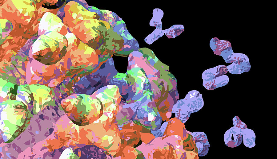Coronavirus Antibody Blue Abstract Digital Art by Russell Kightley