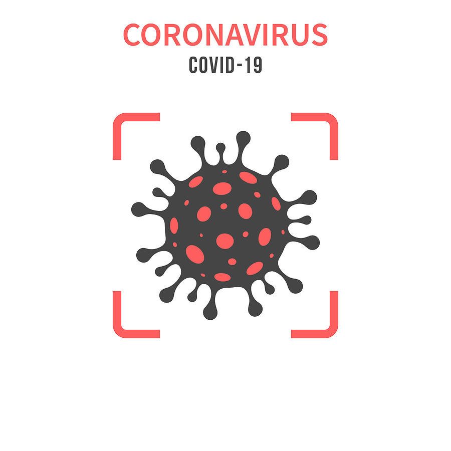 Coronavirus cell (COVID-19) in a red viewfinder on white background Drawing by Bgblue