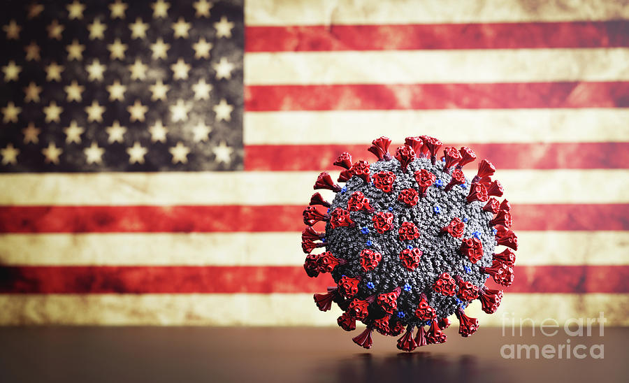 Coronavirus Covid-19 on American flag, USA Photograph by Michal Bednarek