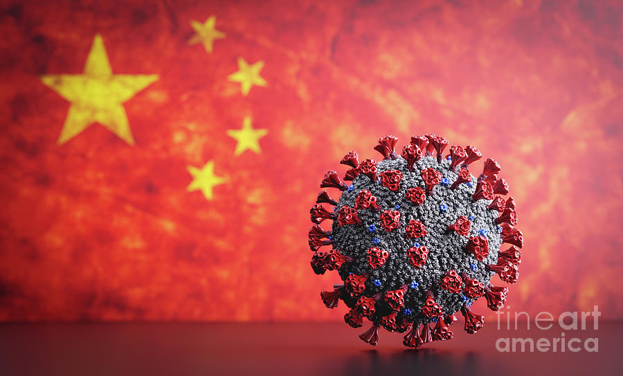 Coronavirus Covid-19 on flag of China Photograph by Michal Bednarek