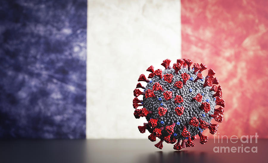 Coronavirus Covid-19 on French flag. Photograph by Michal Bednarek