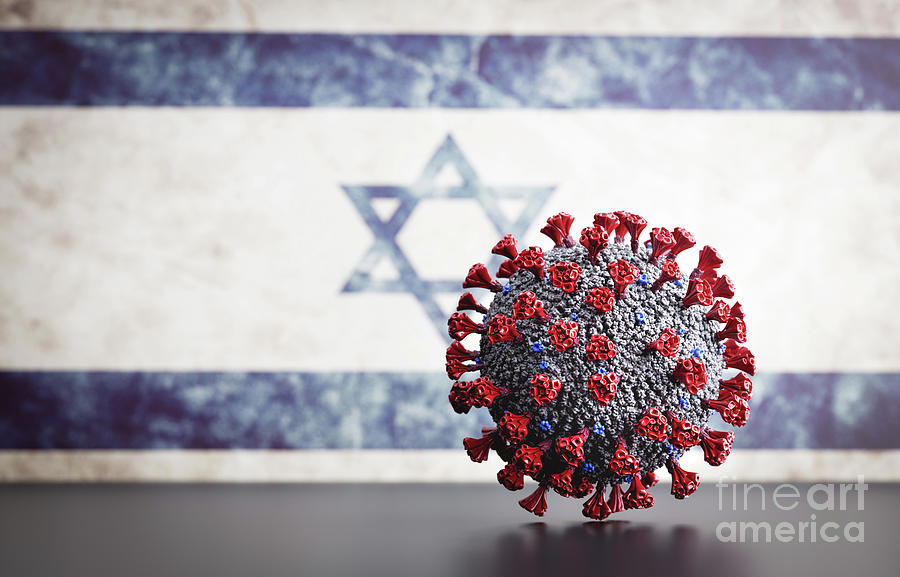 Coronavirus Covid-19 on Israeli flag. Photograph by Michal Bednarek