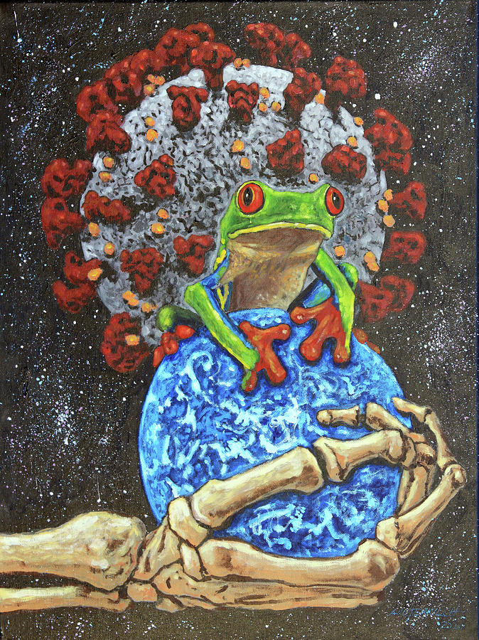 Coronavirus Makes Froggy Cry Painting by John Lautermilch
