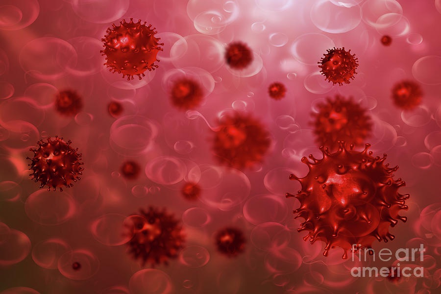 Coronavirus red background Photograph by Benny Marty