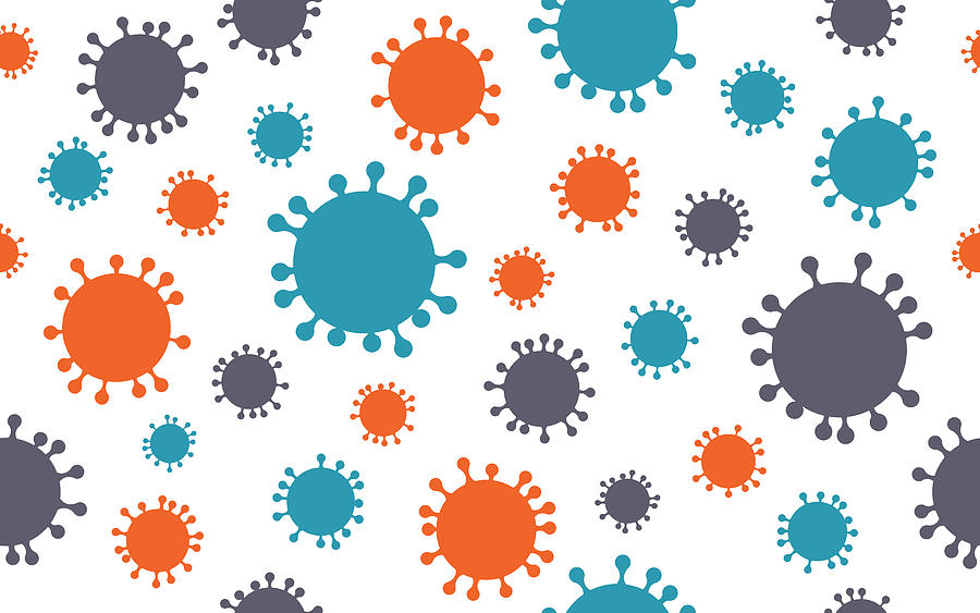 Coronavirus Seamless Background Drawing by Filo