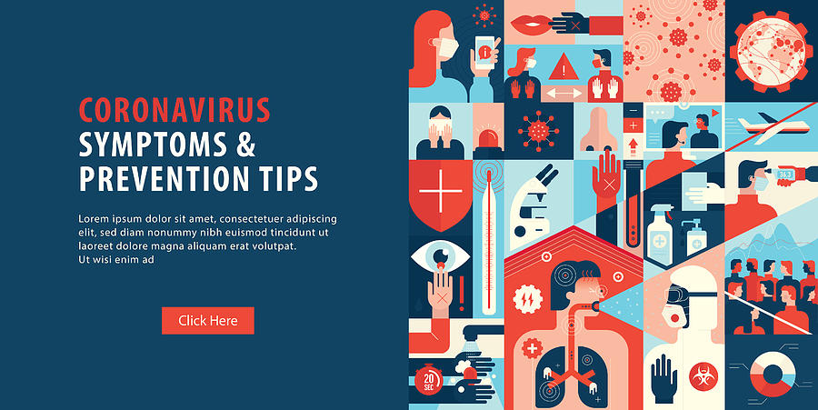 Coronavirus Symptoms And Prevention Tips Web Banner Drawing by DrAfter123