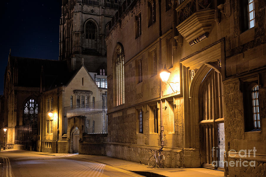 Corpus Christi College Oxford in Merton street at Night Photograph by Tim Gainey