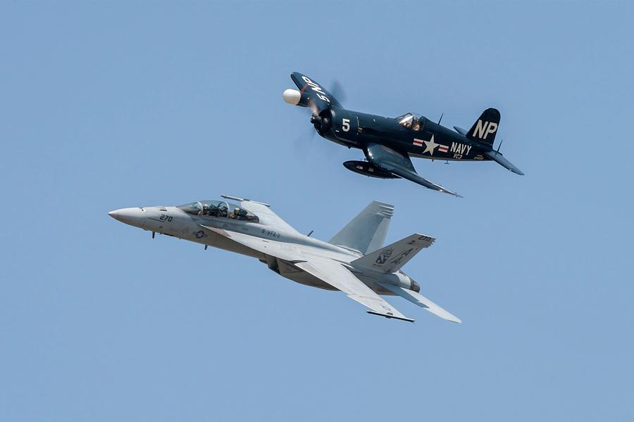 Corsair and Hornet Legacy Flight Photograph by Liza Eckardt