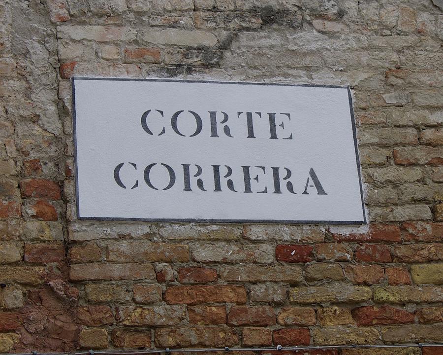 Corte Correra Street Sign in Venice Photograph by Yvonne M Smith