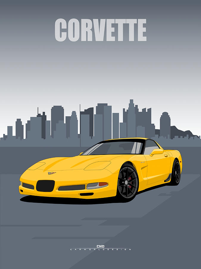 Corvette C5 Z06 millennium yellow Poster Painting by Taylor Shaw | Pixels