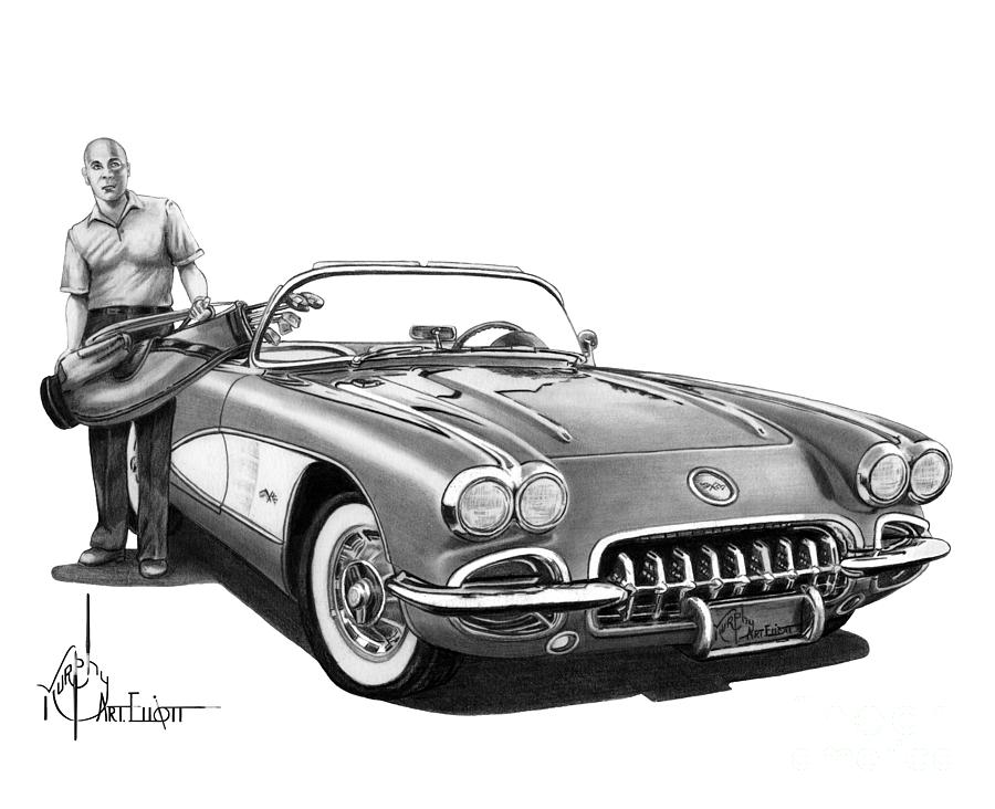 Corvette drawing Drawing by Murphy Art Elliott