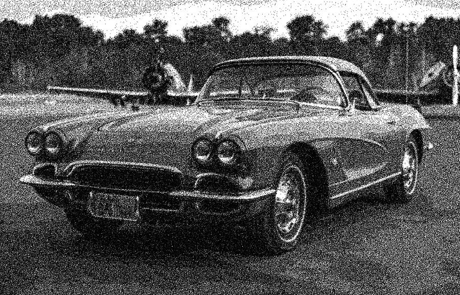 Corvette On The Ramp Classic Cars - Dotted Art Poster Digital Art