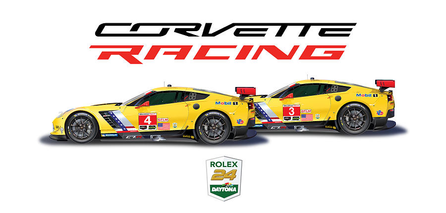 Corvette Racing Poster Drawing by Alain Jamar
