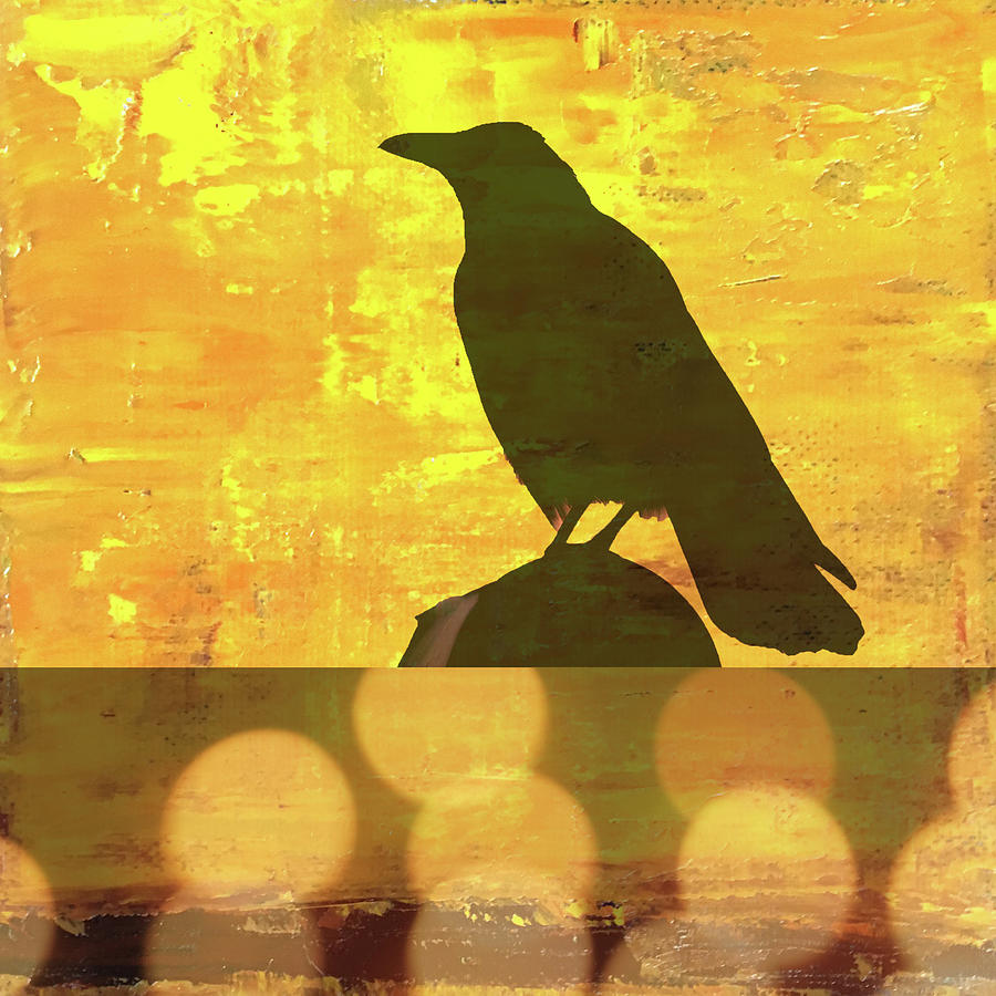 Raven Digital Art - Corvus Sunset by Nancy Merkle
