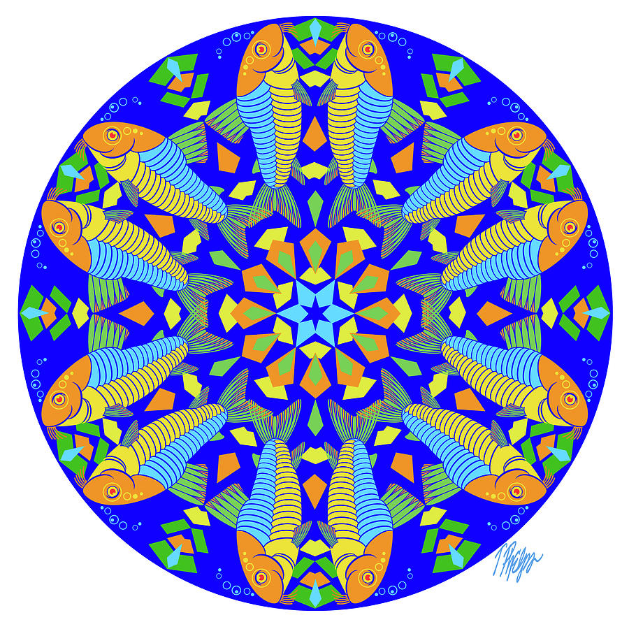 Corydoras Catfish Mosaic Nature Mandala Digital Art by Tim Phelps