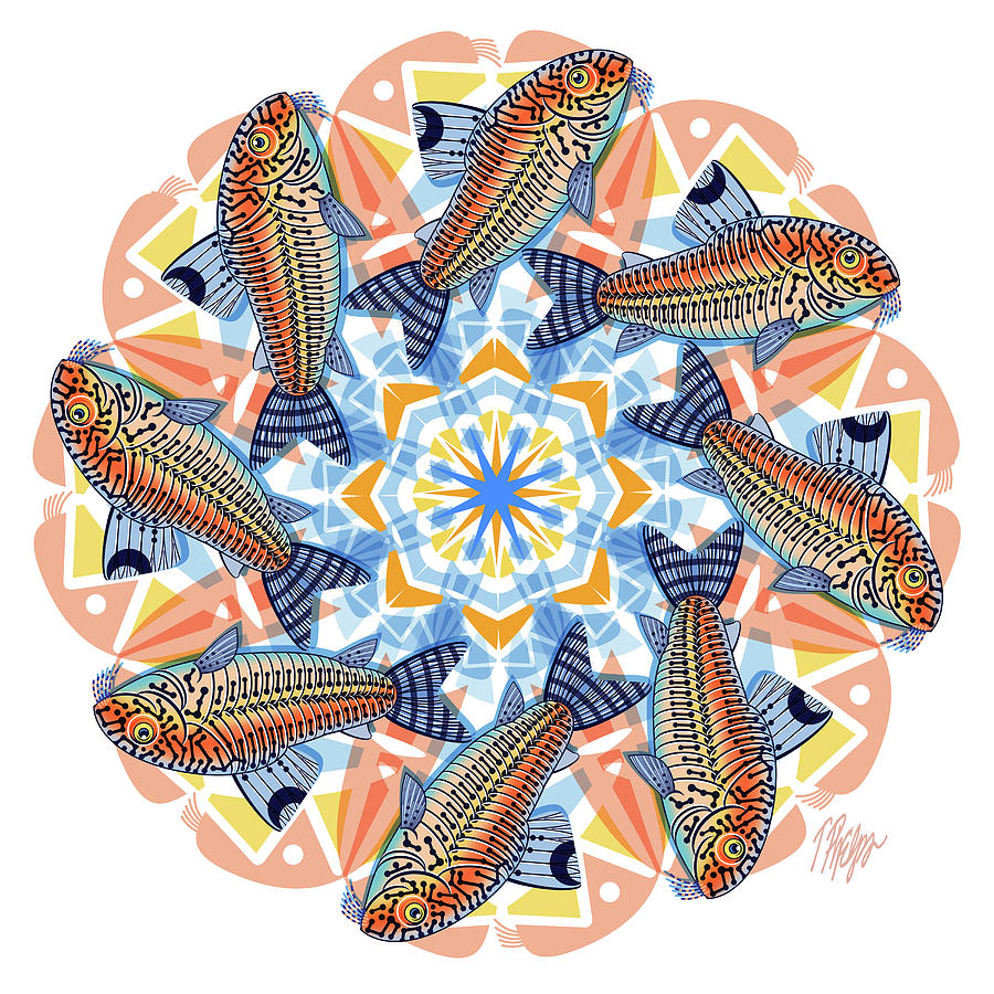 Fish Digital Art - Corydoras Catfish Spiral Mandala by Tim Phelps