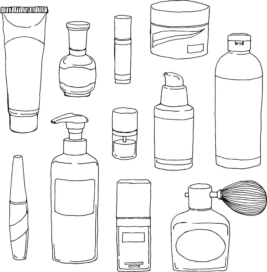 Cosmetics Bottle Set Drawing by Saemilee
