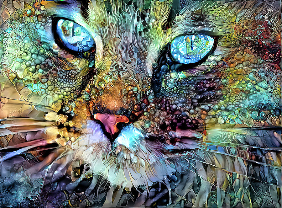 Cosmic Cat Mixed Media by Deborah League