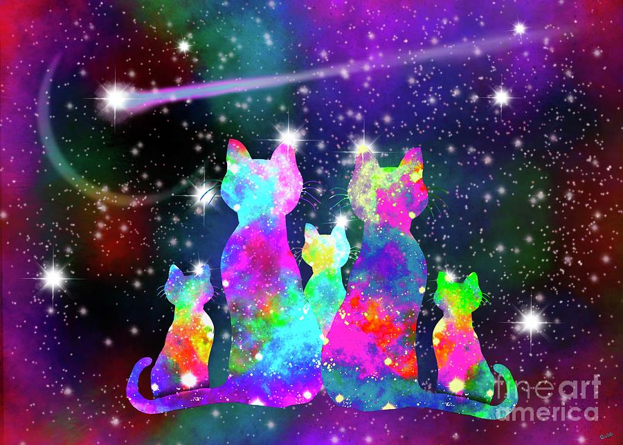 Cosmic Cat Family Digital Art