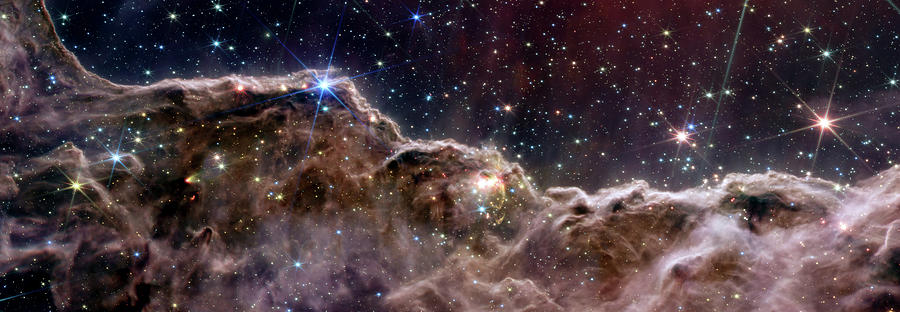 Cosmic Cliffs in the Carina Nebula - NIRCam and MIRI Composite Image Photograph by Eric Glaser