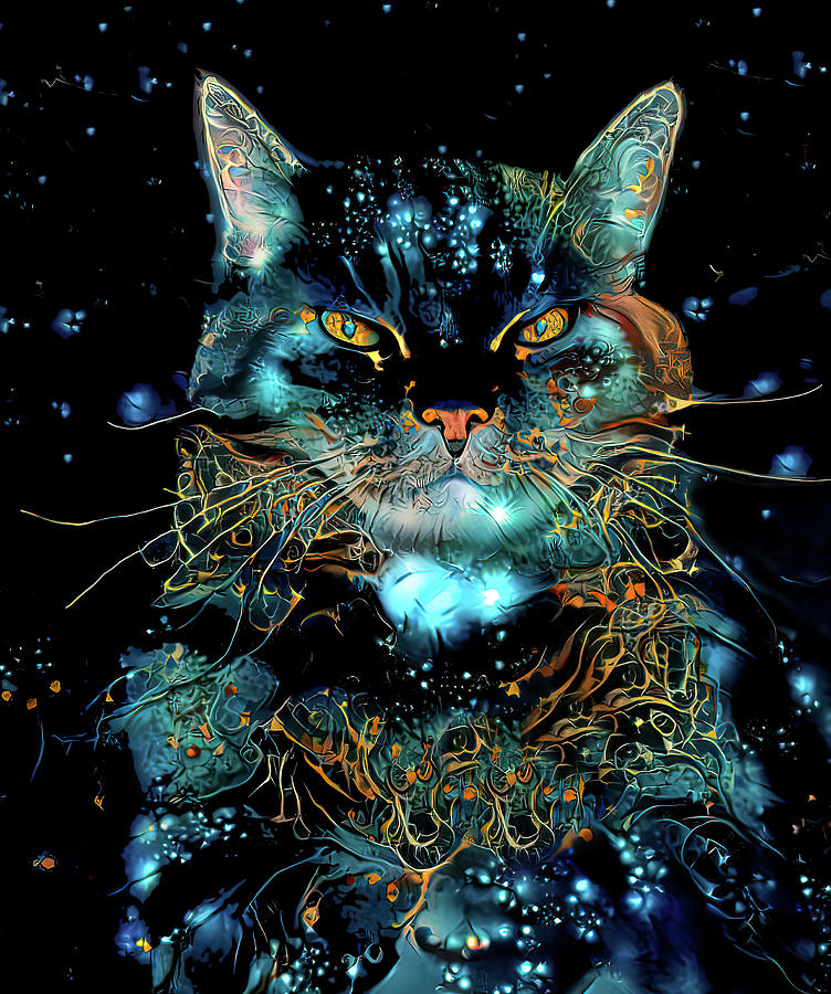 Cosmic Enforcer Cat Mixed Media by Deborah League